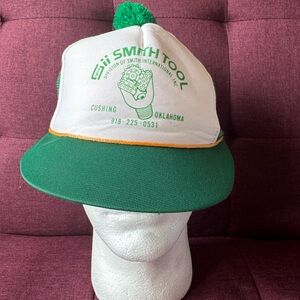 Vintage trucker Pom mesh hat. Tool Company hat out of Cushing Oklahoma.